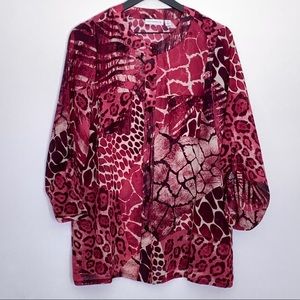 Susan Graver Pink Animal Print Blouse